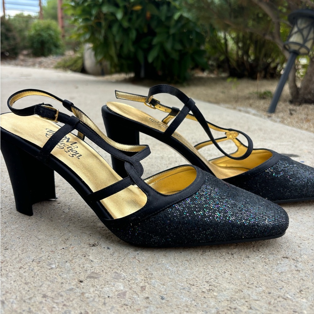 black sparkly small heels